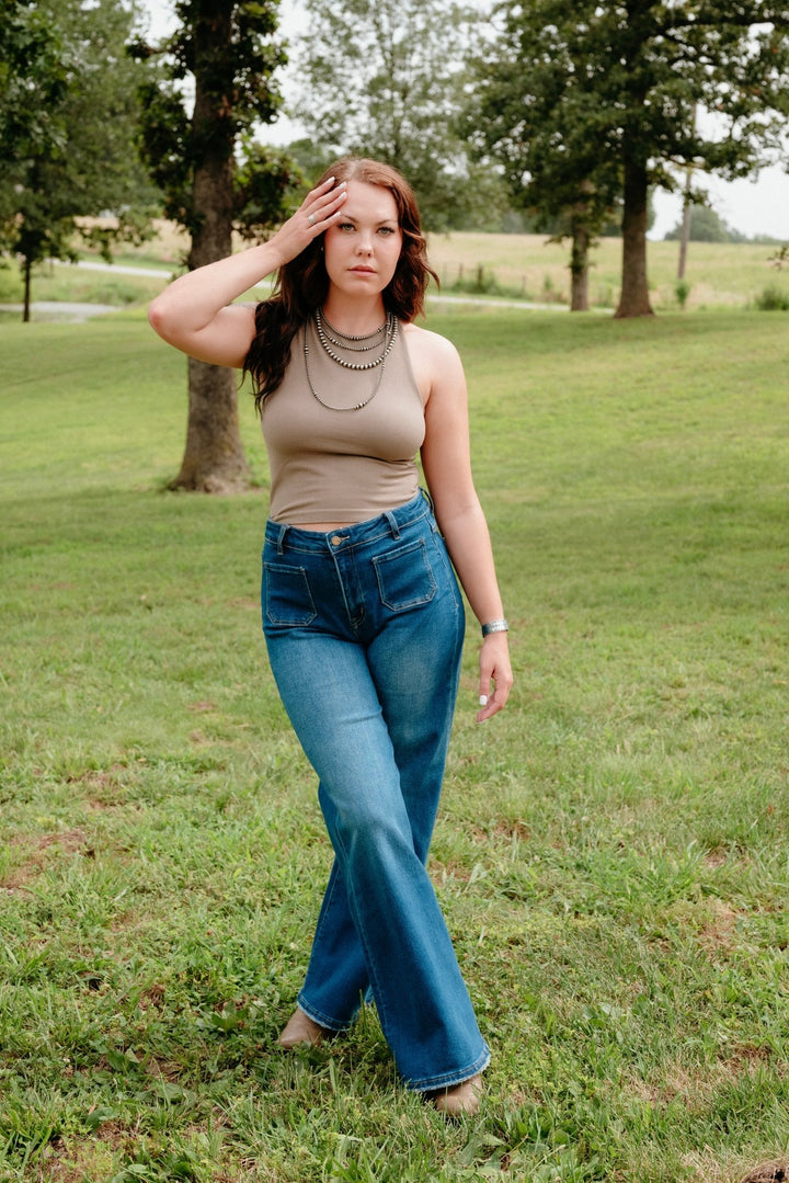 Macon Tank Top in Tan - Lunabelle West