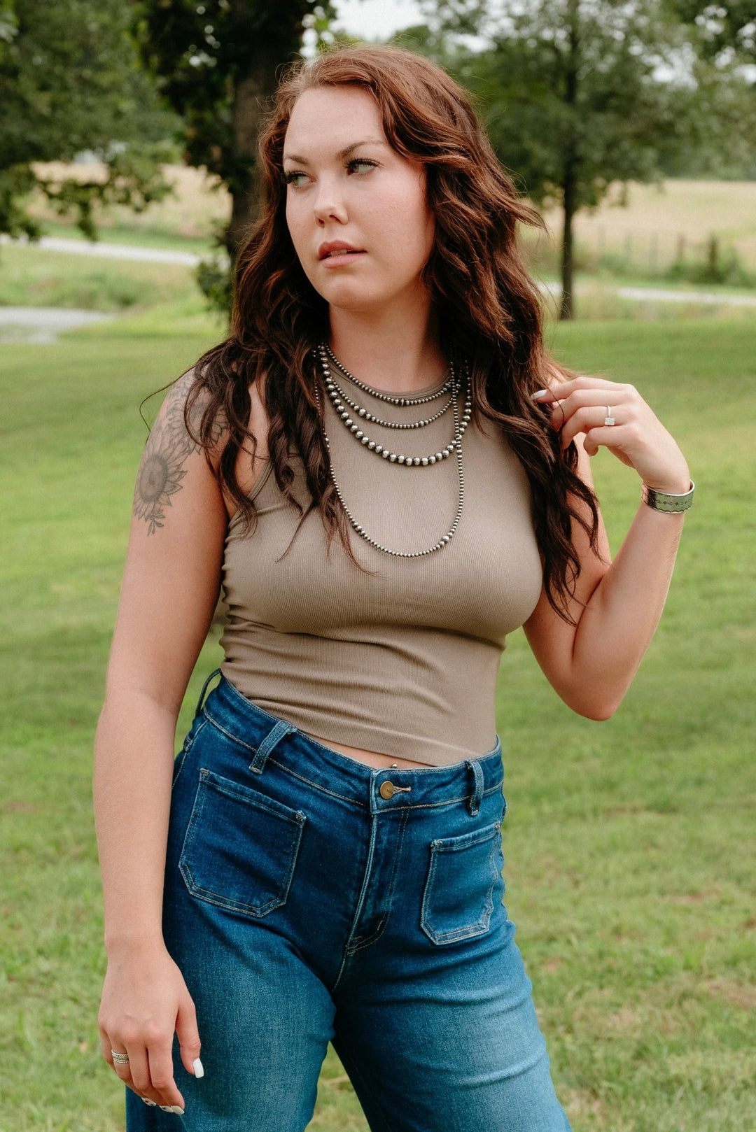 Macon Tank Top in Tan - Lunabelle West