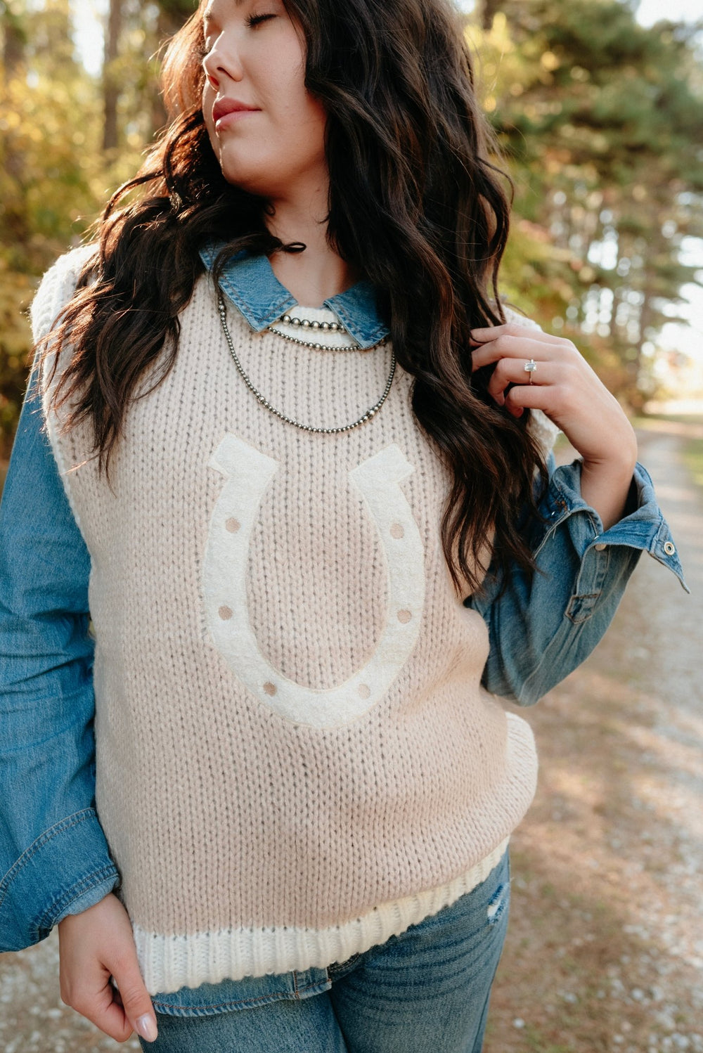 Woven Horseshoe Sweater Vest - Lunabelle West