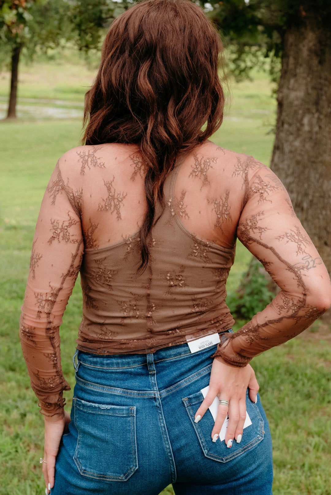 Olean Lace Top in Brown - Lunabelle West