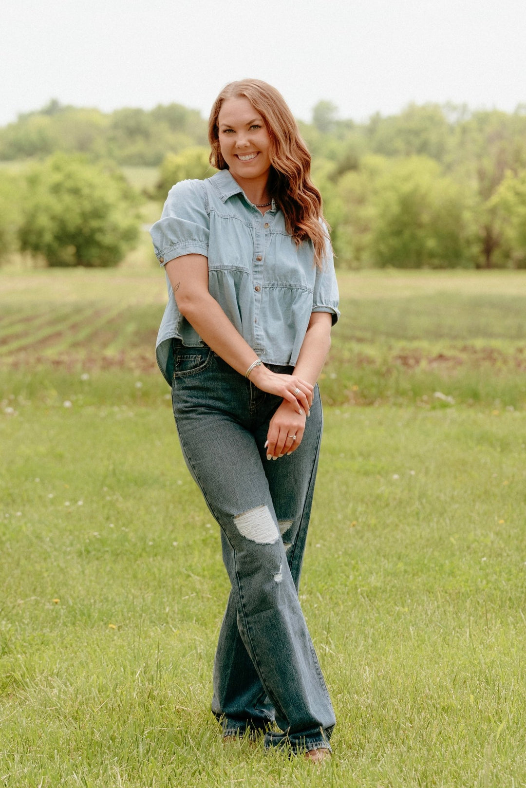 Jade Denim Top - Lunabelle West