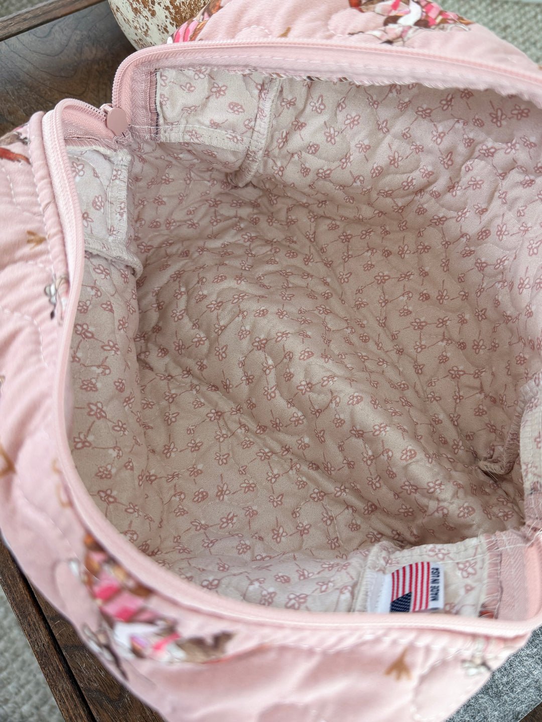 Calico Quilted Makeup Bag