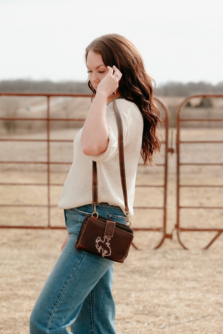Bronc Leather Crossbody     - Lunabelle West