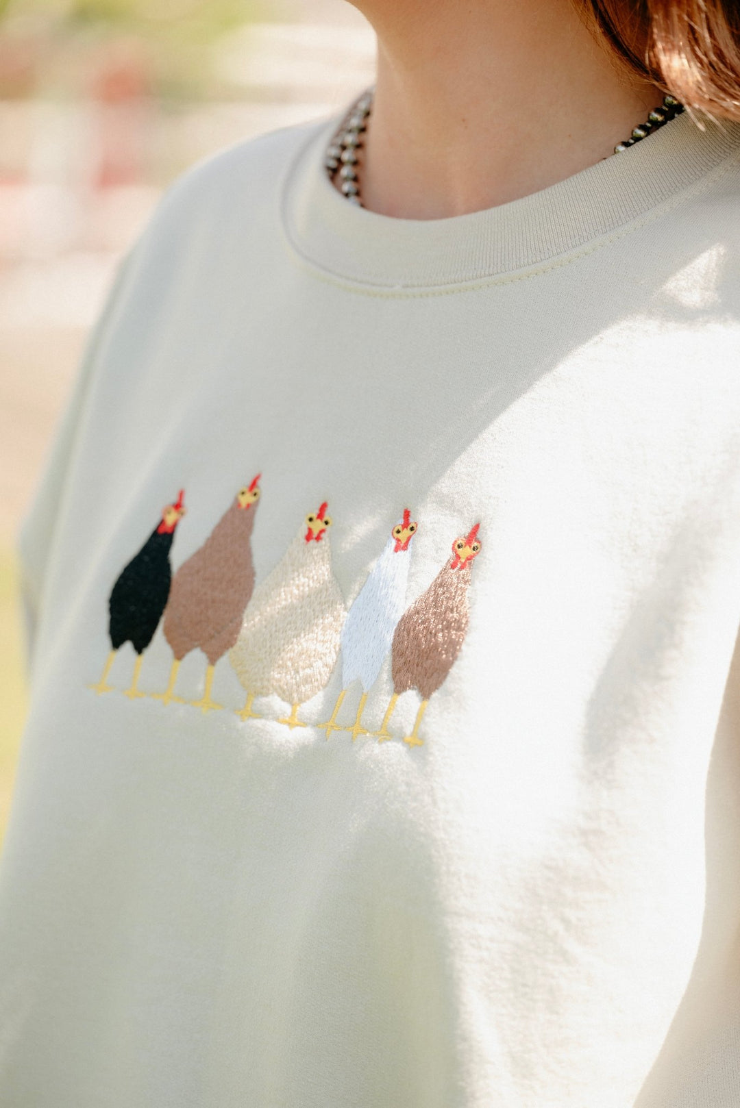 Chicken Embroidered Crewneck - Lunabelle West