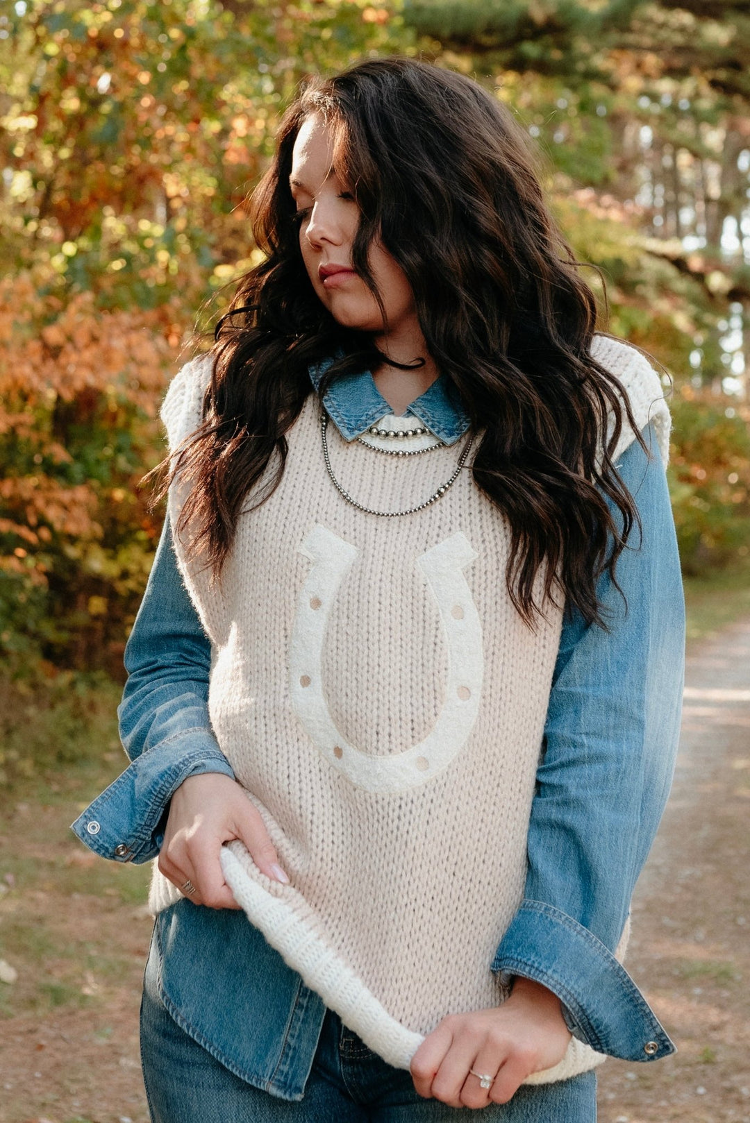 Woven Horseshoe Sweater Vest - Lunabelle West