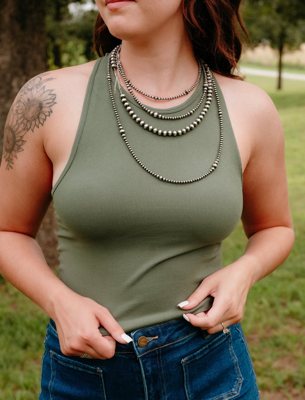 Macon Tank Top in Olive - Lunabelle West