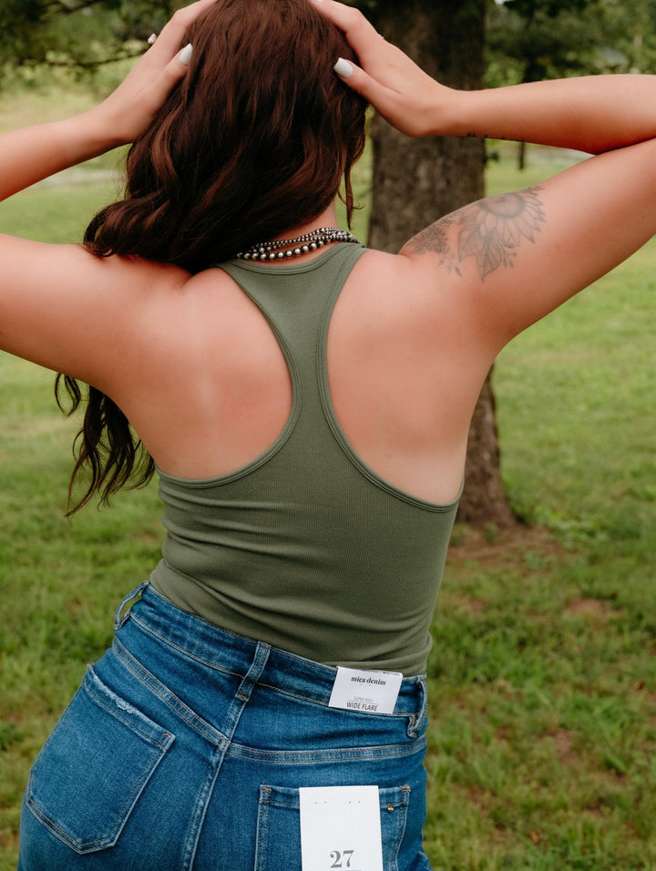 Macon Tank Top in Olive - Lunabelle West