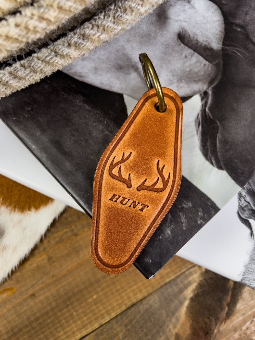 Antlers Leather Keychain - Lunabelle West