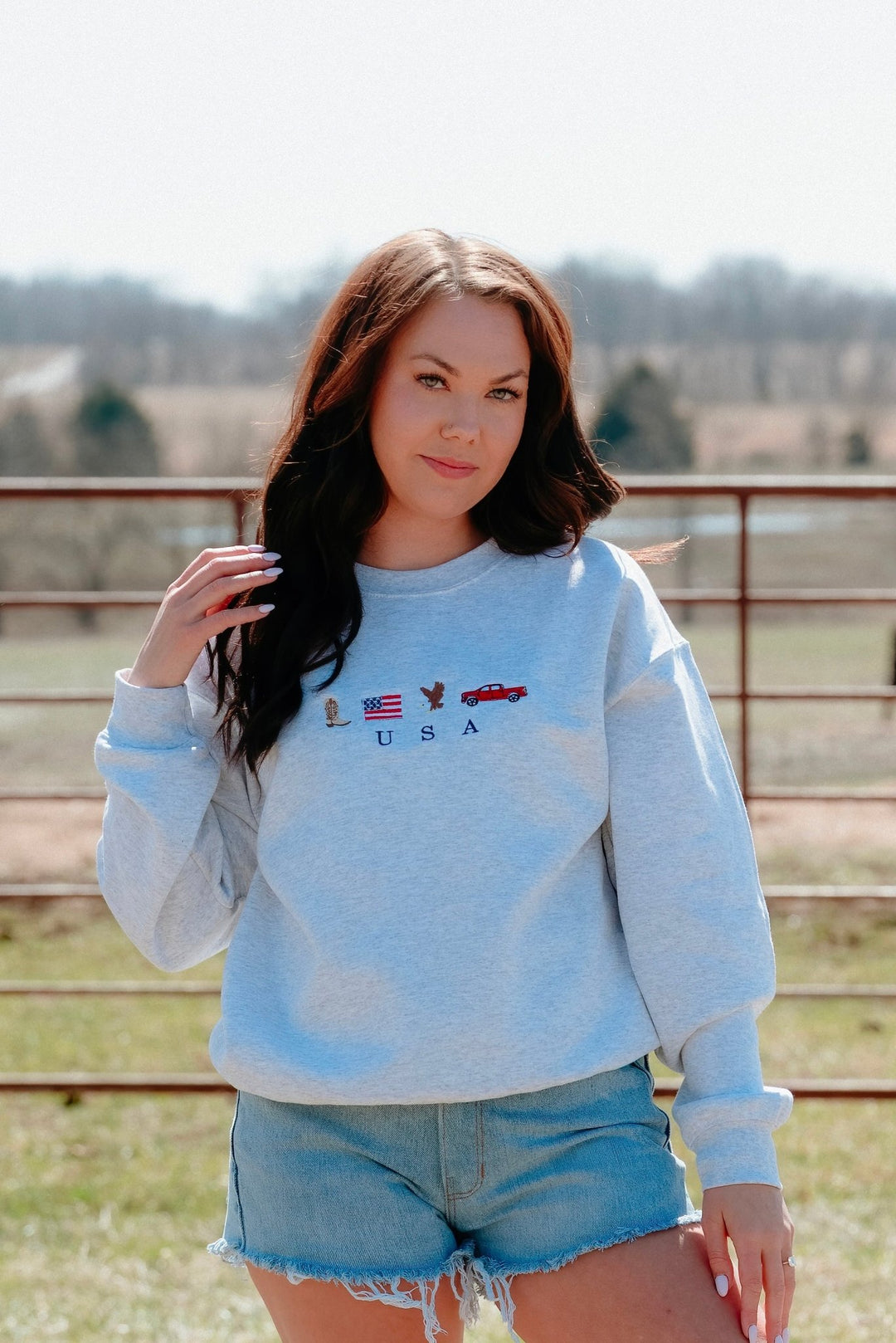 USA Embroidered Crewneck - Lunabelle West