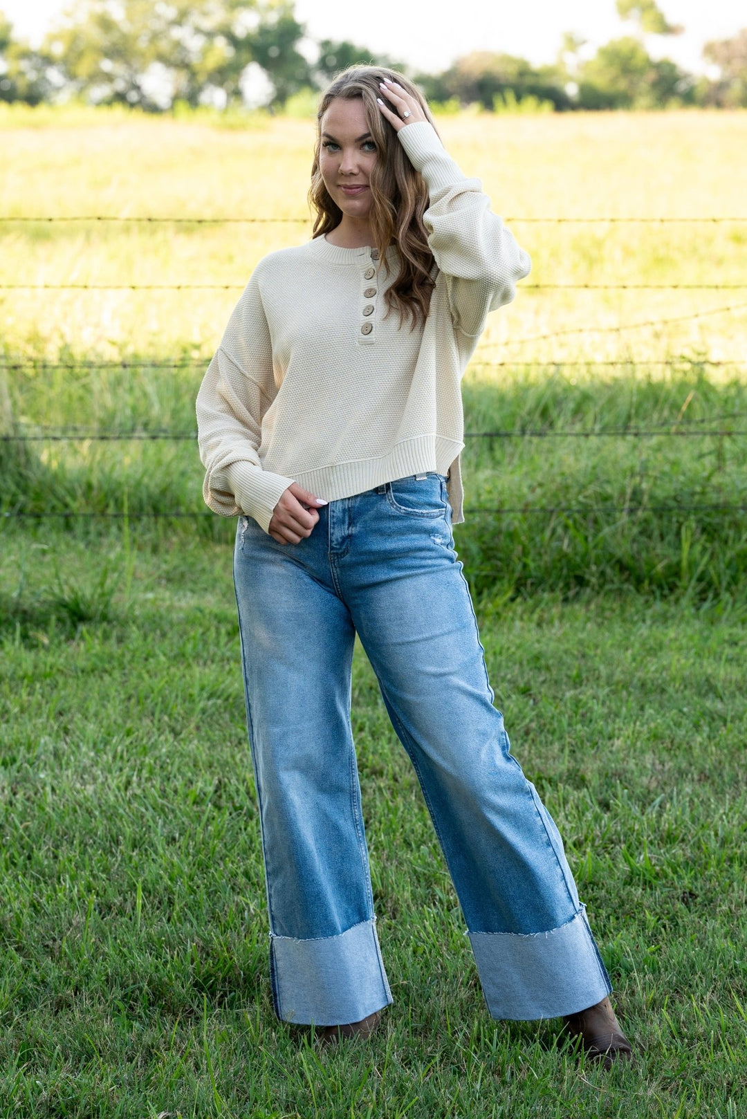 Tatum Knit Henley - Lunabelle West
