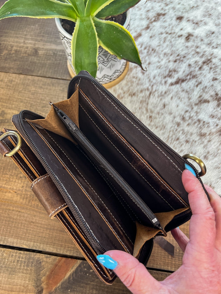 Bronc Leather Crossbody     - Lunabelle West