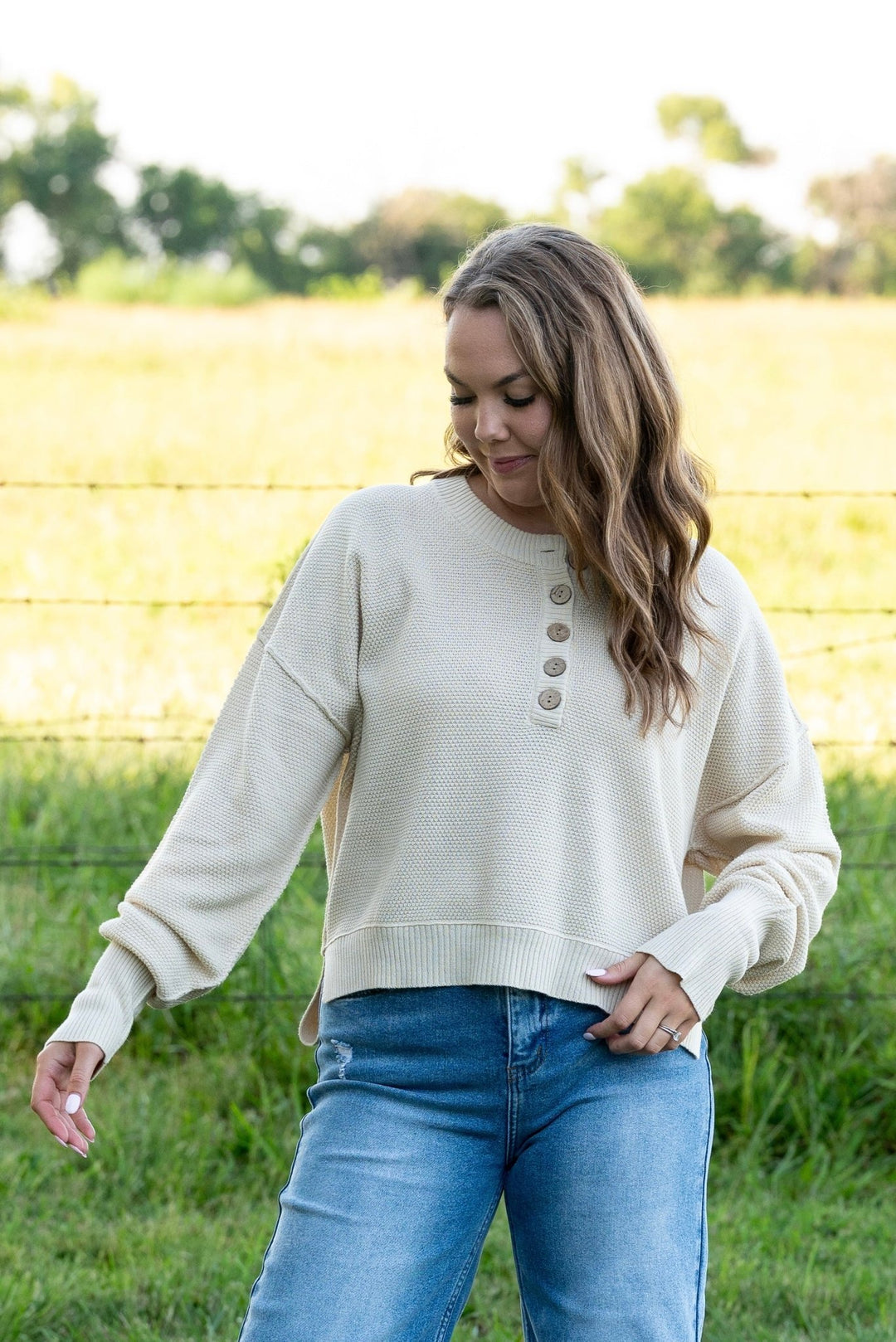 Tatum Knit Henley - Lunabelle West