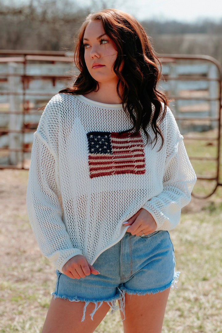 American Flag Knitted Top - Lunabelle West