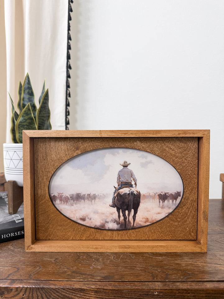 Cattle Drive Box Framed Art