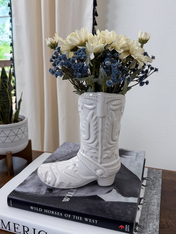 Cowgirl Boot Ceramic Vase
