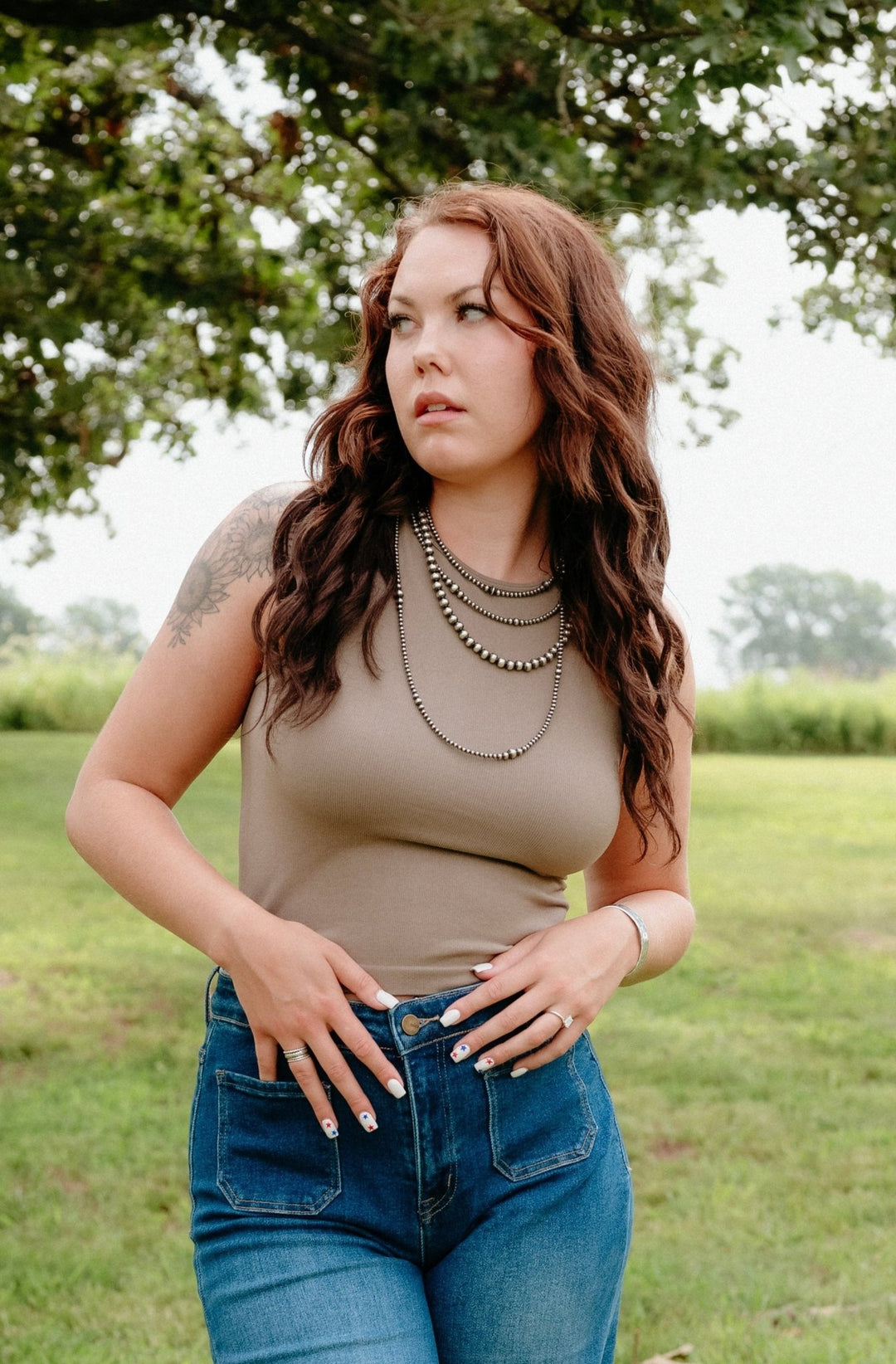 Macon Tank Top in Tan - Lunabelle West