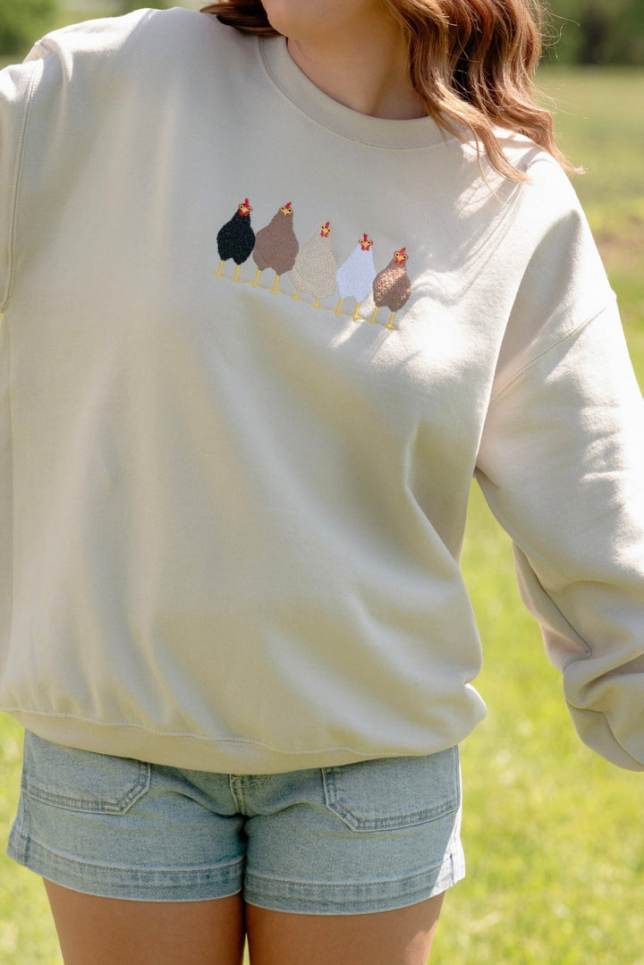 Chicken Embroidered Crewneck - Lunabelle West