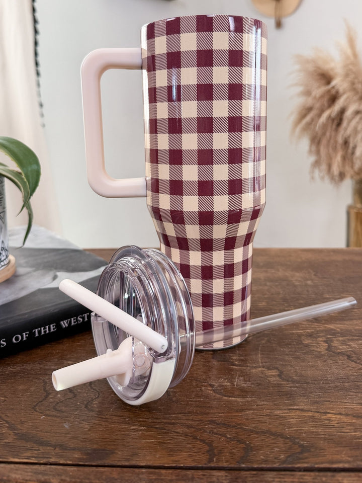 Cranberry Gingham Tumbler - Lunabelle West