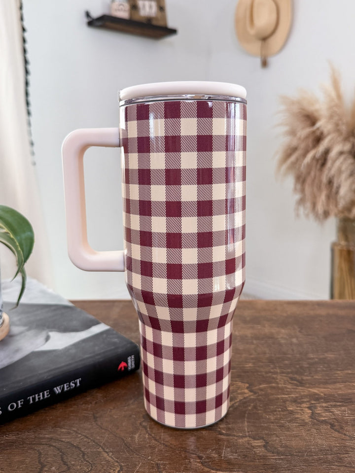 Cranberry Gingham Tumbler - Lunabelle West