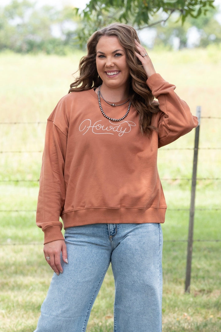Howdy Embroidered Crewneck - Lunabelle West