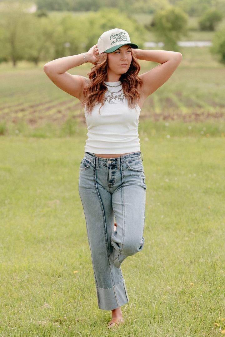 Rodeo Embroidered Tank - Lunabelle West