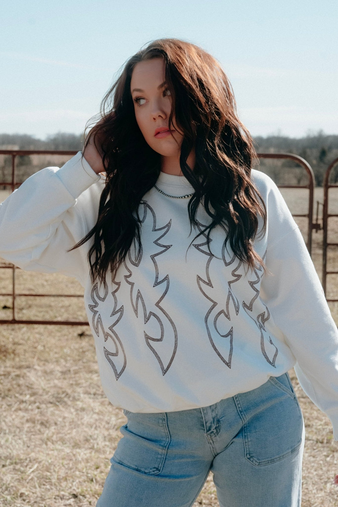 Boot Stitch Crewneck - Lunabelle West