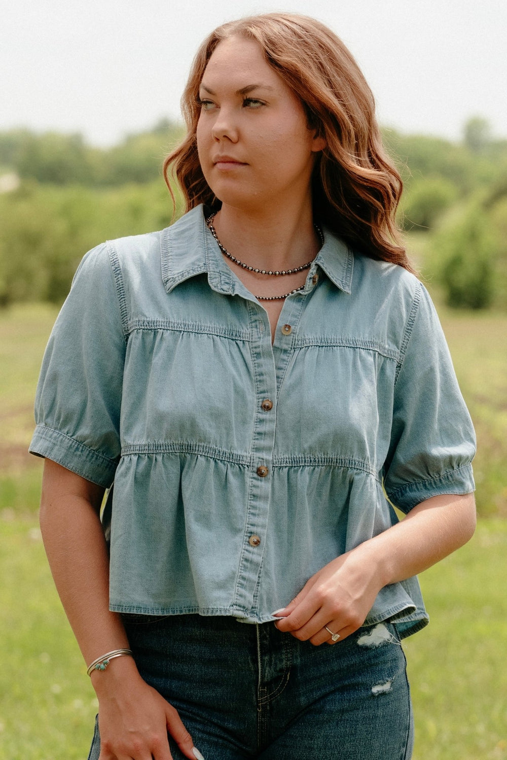 Jade Denim Top - Lunabelle West