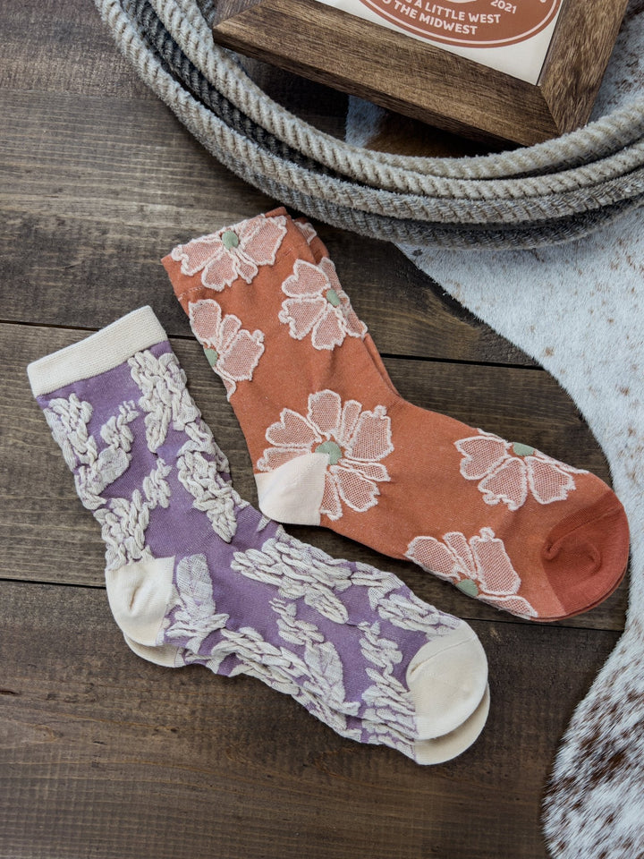 Springtime Embossed Socks - Lunabelle West