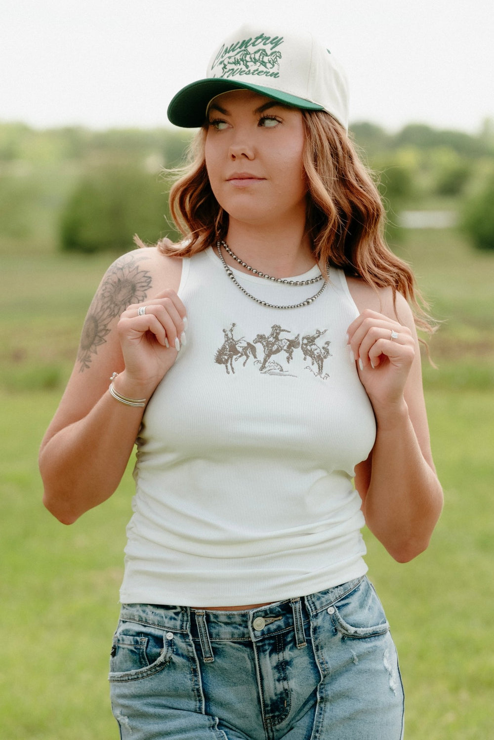 Rodeo Embroidered Tank - Lunabelle West