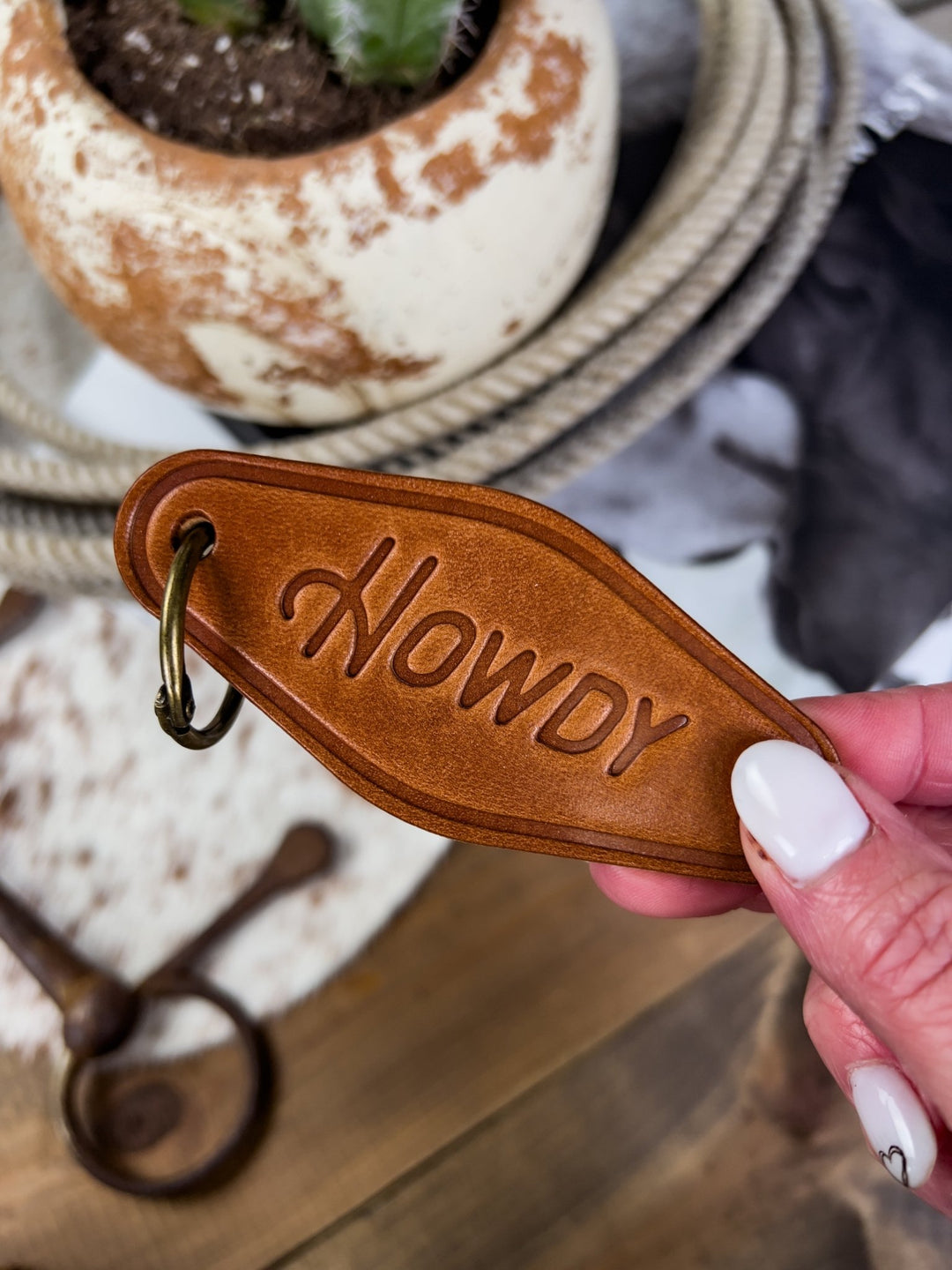Howdy Leather Keychain - Lunabelle West