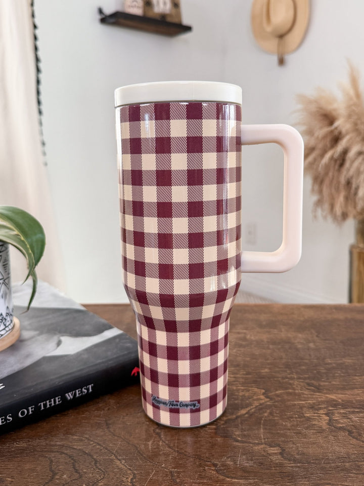 Cranberry Gingham Tumbler - Lunabelle West