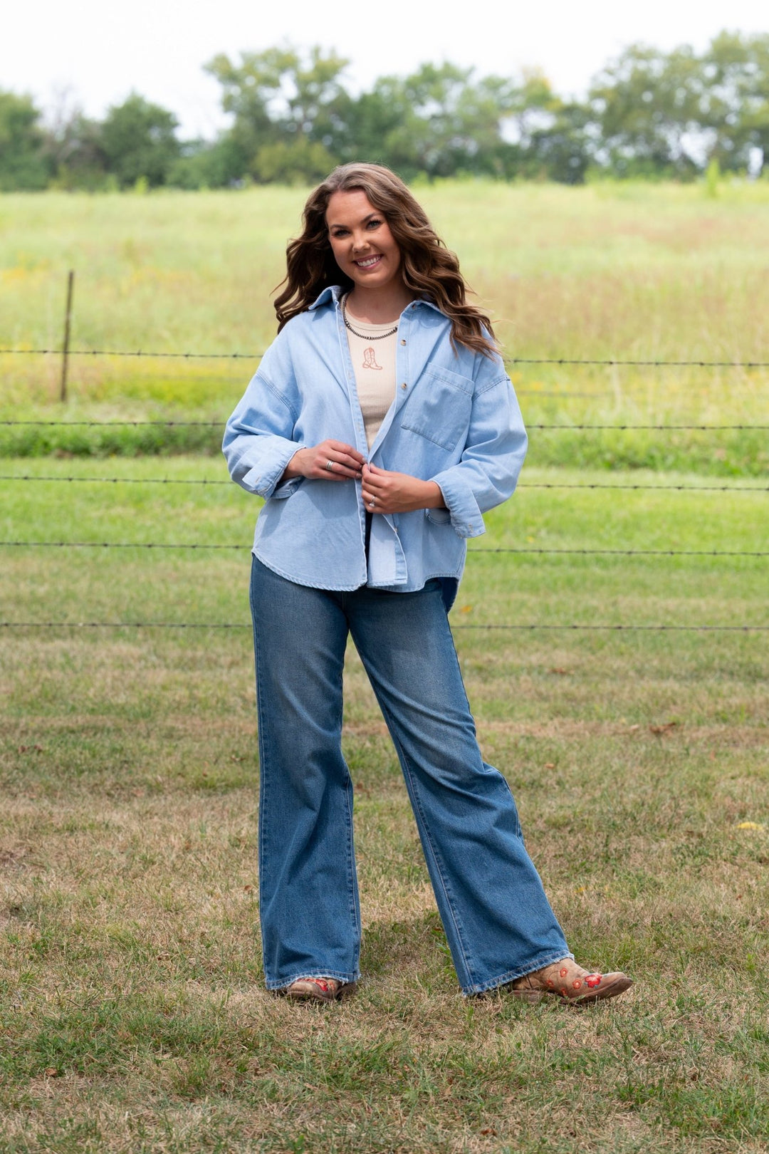 Collins Denim Button Down - Lunabelle West