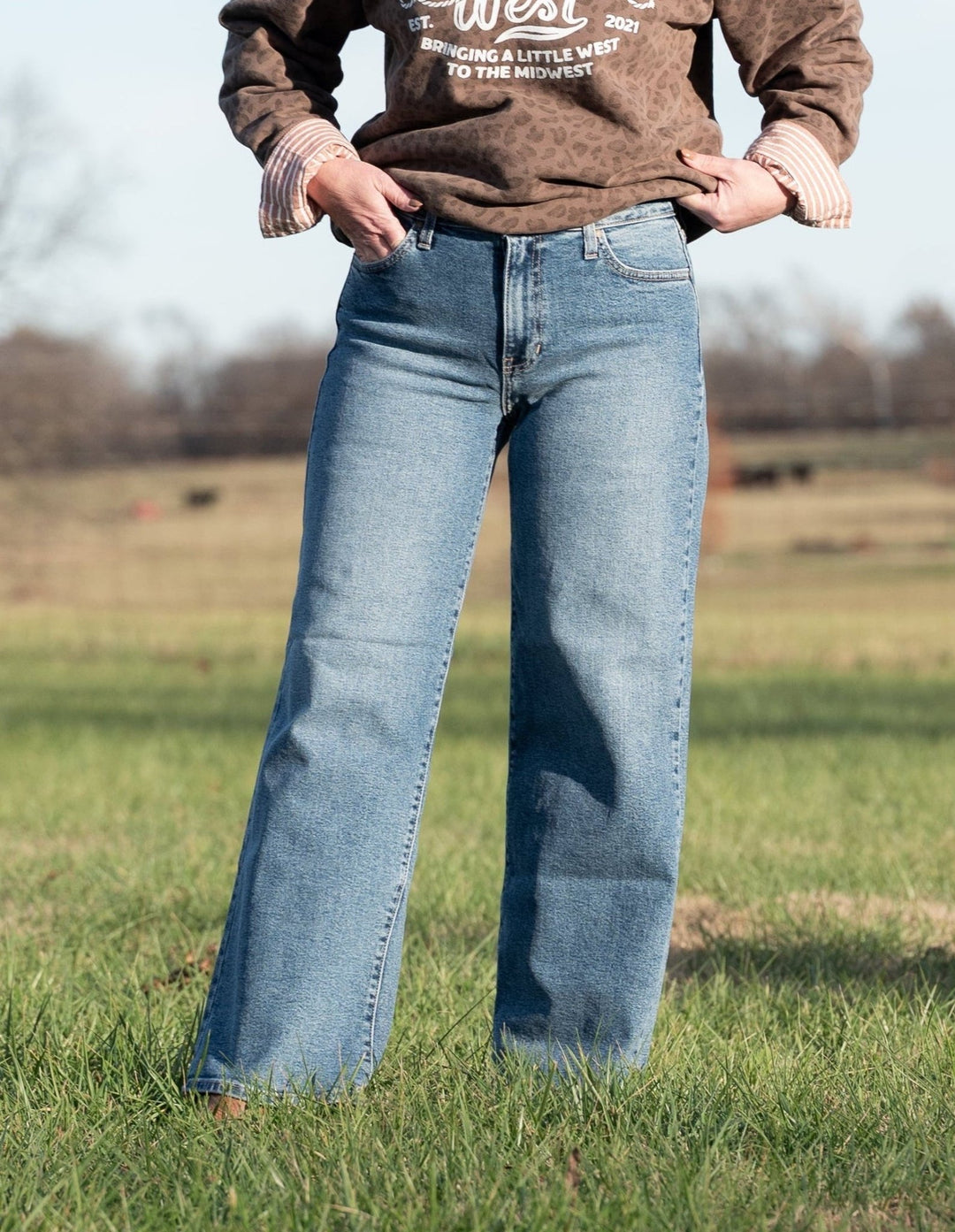 Kaitlyn Slim Wide Leg Jeans - Lunabelle West