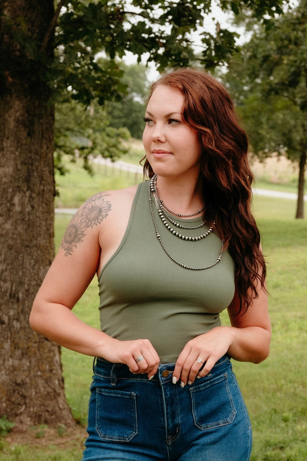 Macon Tank Top in Olive - Lunabelle West