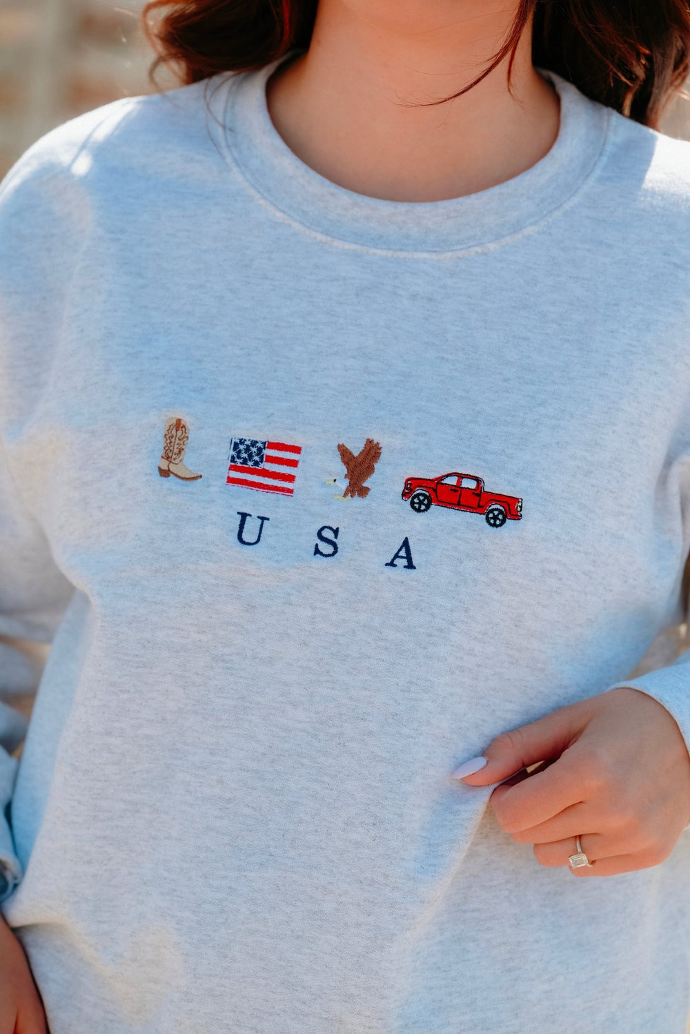 USA Embroidered Crewneck - Lunabelle West
