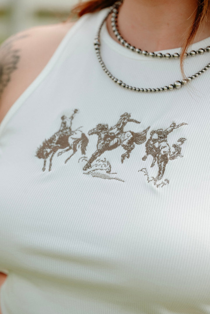 Rodeo Embroidered Tank - Lunabelle West