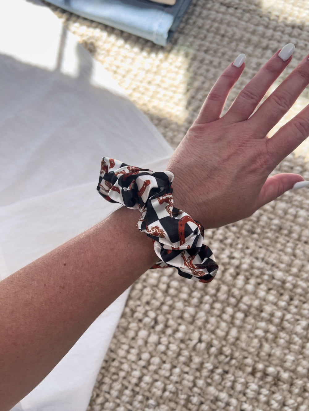 Black Checkered Scrunchie - Lunabelle West