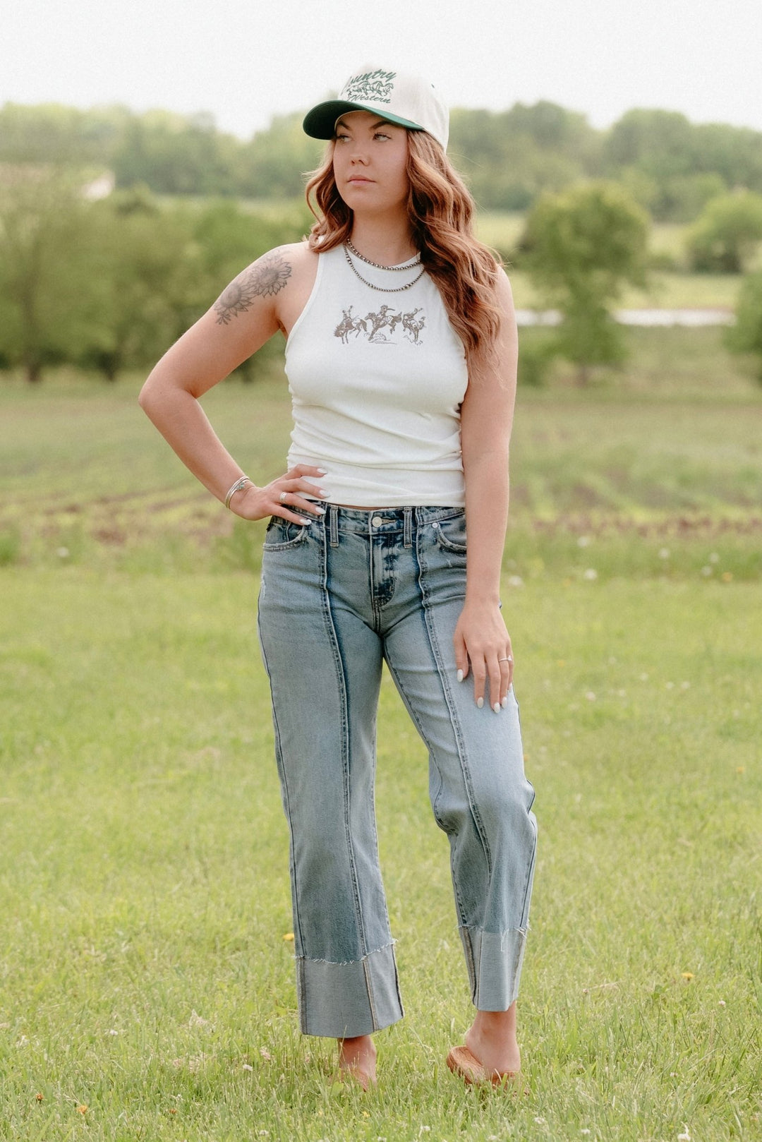 Rodeo Embroidered Tank - Lunabelle West