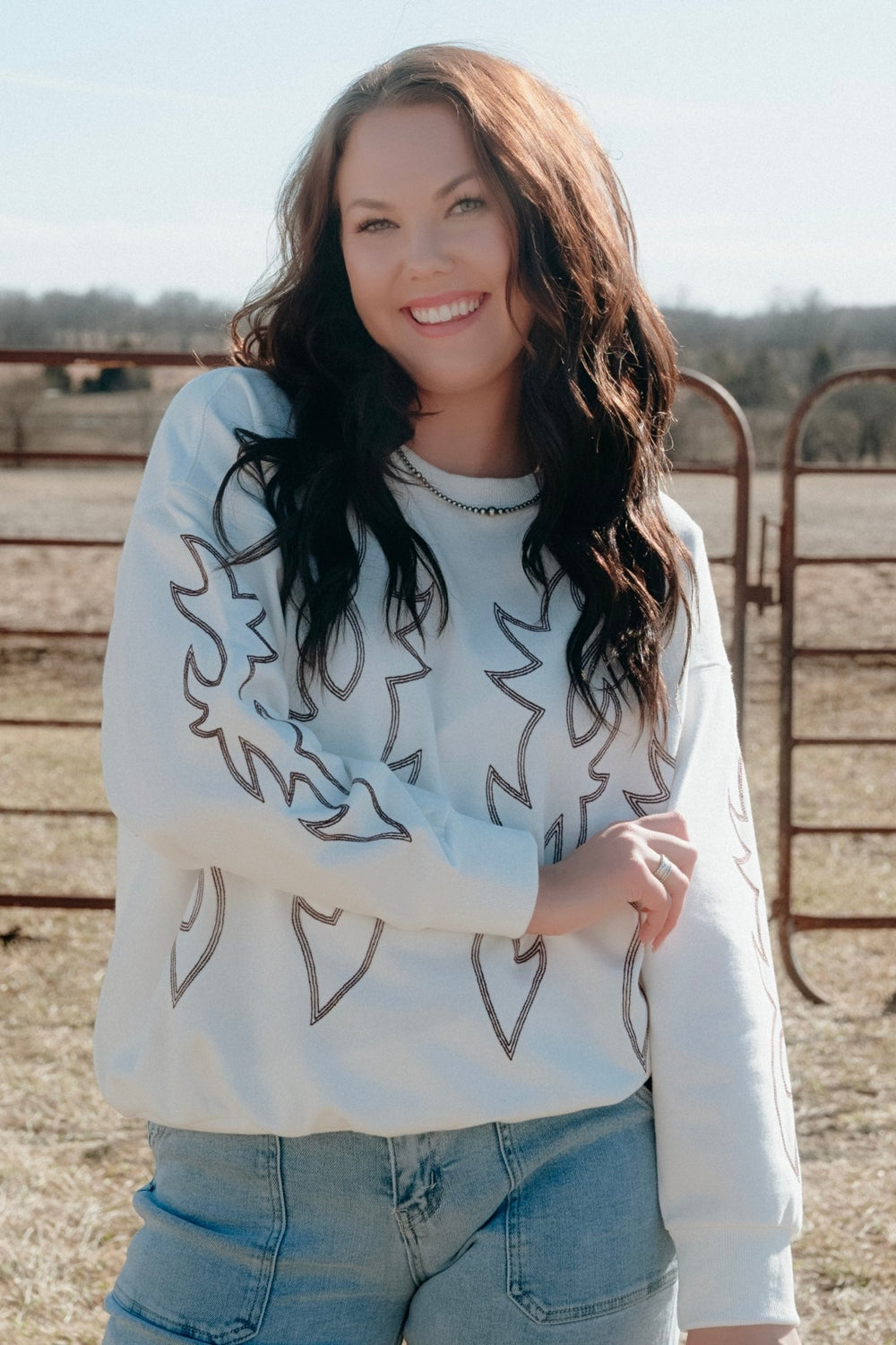 Boot Stitch Crewneck - Lunabelle West