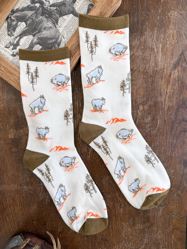Mountain Goat Crew Socks