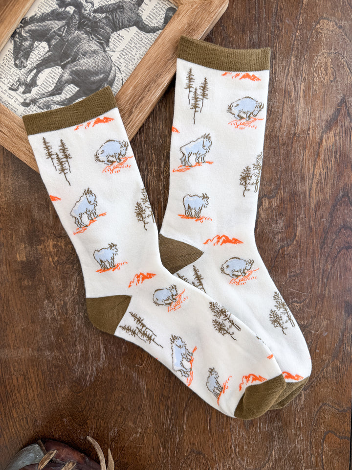 Mountain Goat Crew Socks
