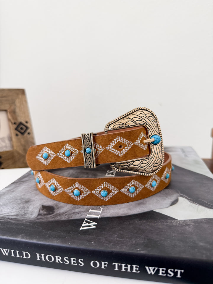 Fiona Turquoise Studed Belt