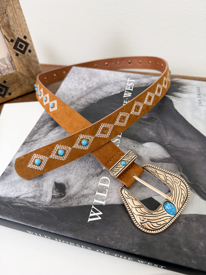 Fiona Turquoise Studed Belt