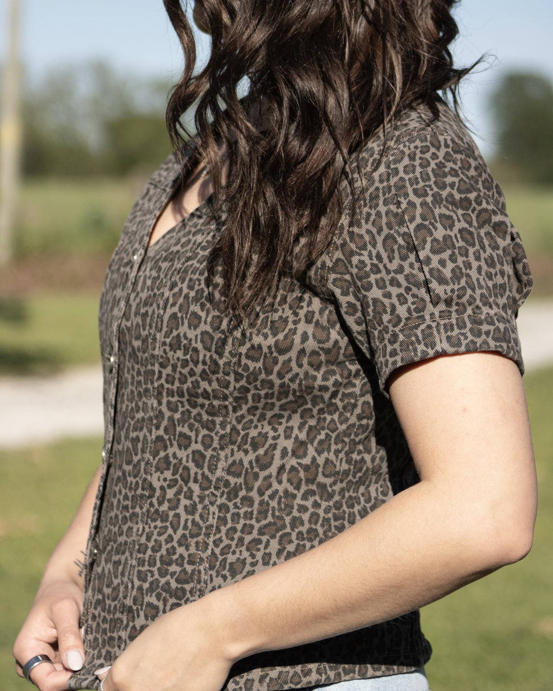 Josie Leopard Denim Top