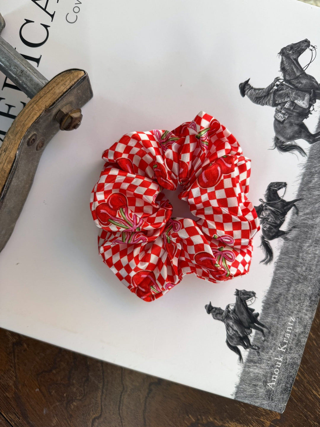 Cherry Checkered Scrunchie - Lunabelle West