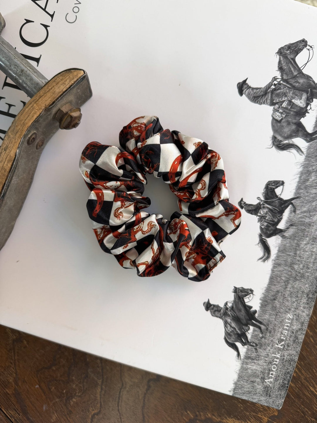 Black Checkered Scrunchie - Lunabelle West