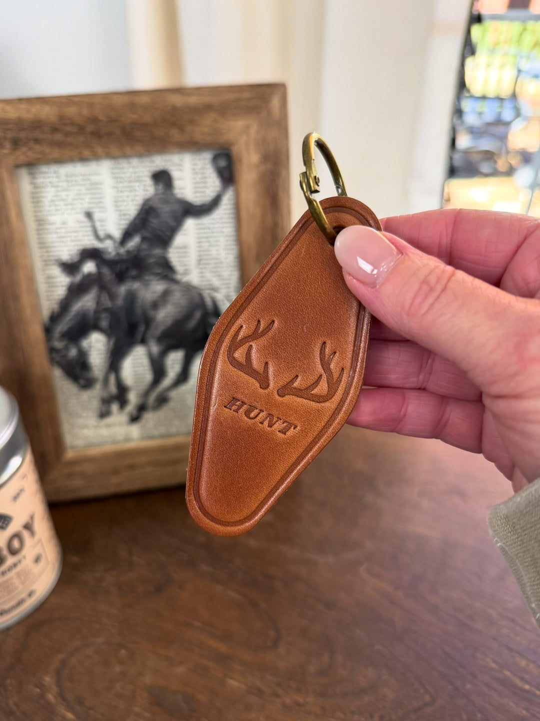Antlers Leather Keychain - Lunabelle West