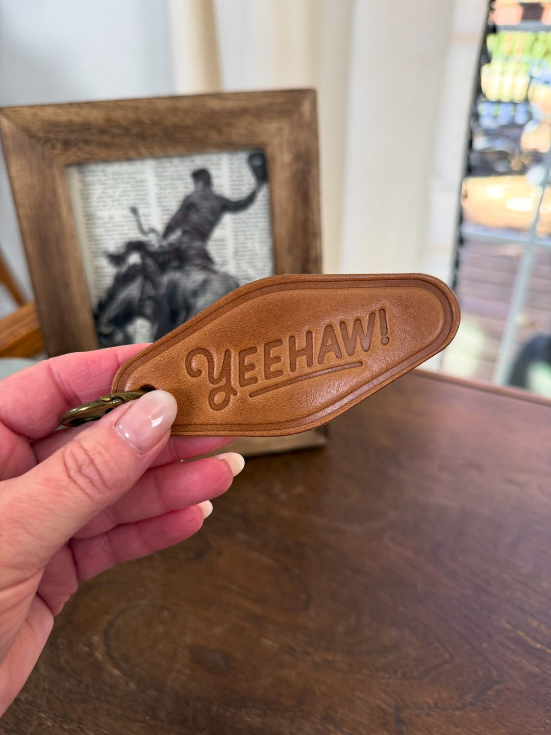 Yeehaw Leather Keychain - Lunabelle West