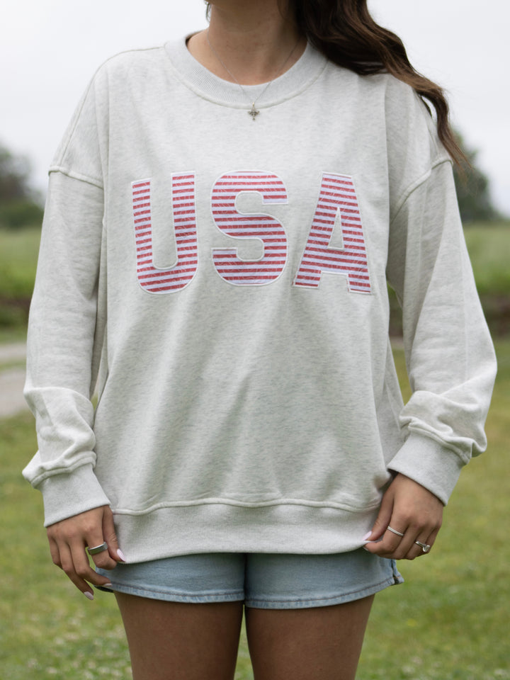 USA Patchwork Crewneck