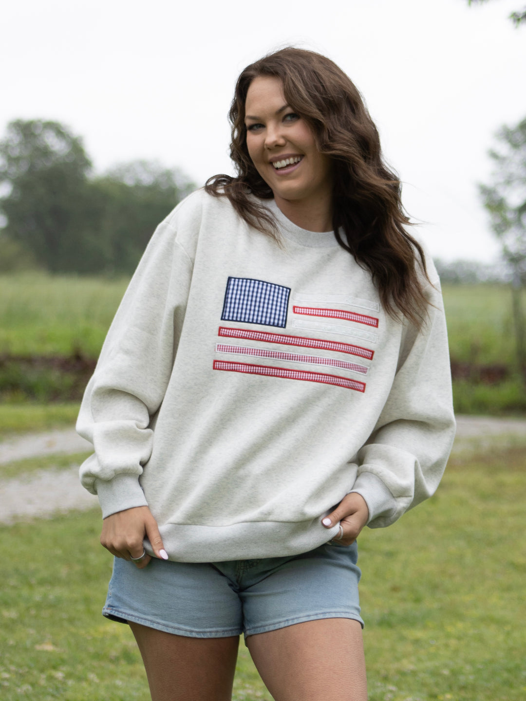 American Patchwork Flag Crewneck
